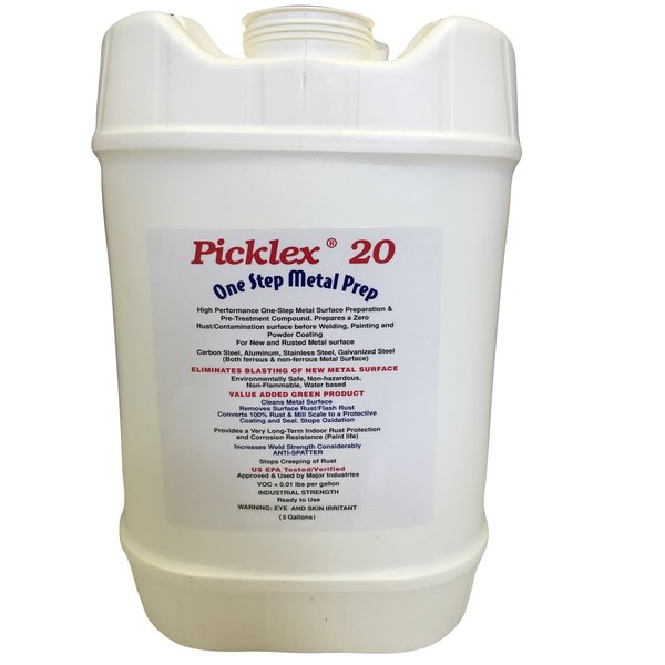 Picklex 20 One Step Metal Prep. One Step Metal Surface Preparation, Indoor Rust Protection, Welding & Painting/Top coat 5 gal PIC 501